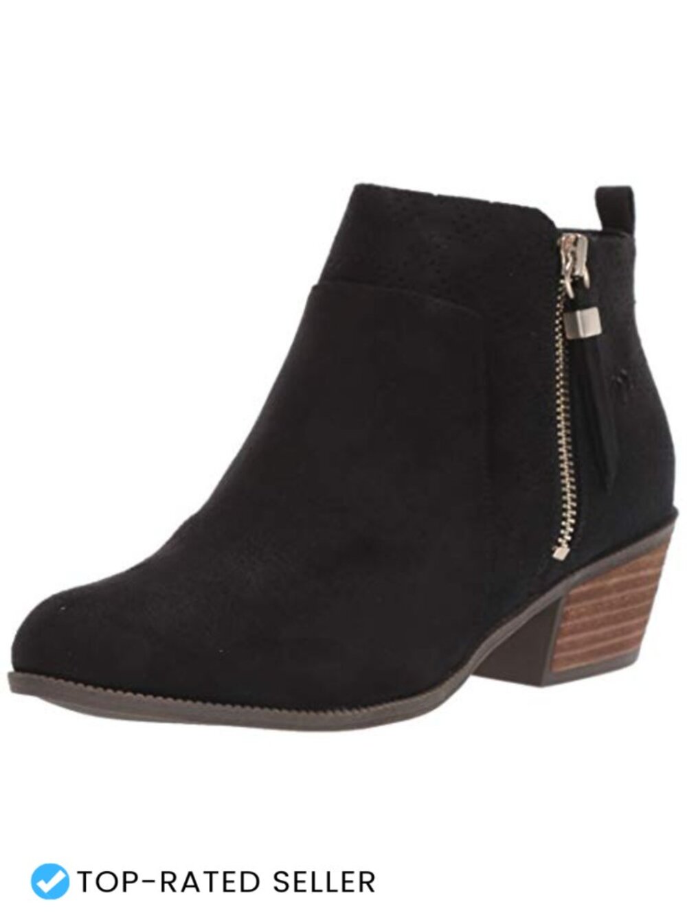 Women's Microfiber Ankle Bootie Block Heel Zip Almond Toe Dress Boot